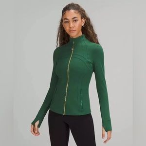 Lululemon green define jacket with gold zipper